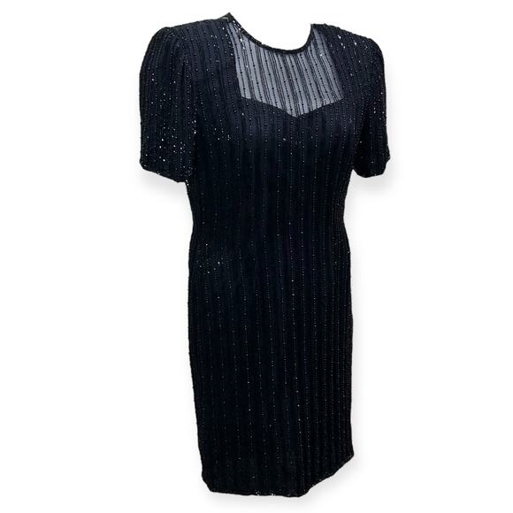 Stenay Beaded Silk Dress Black Size 10 - Picture 6 of 8